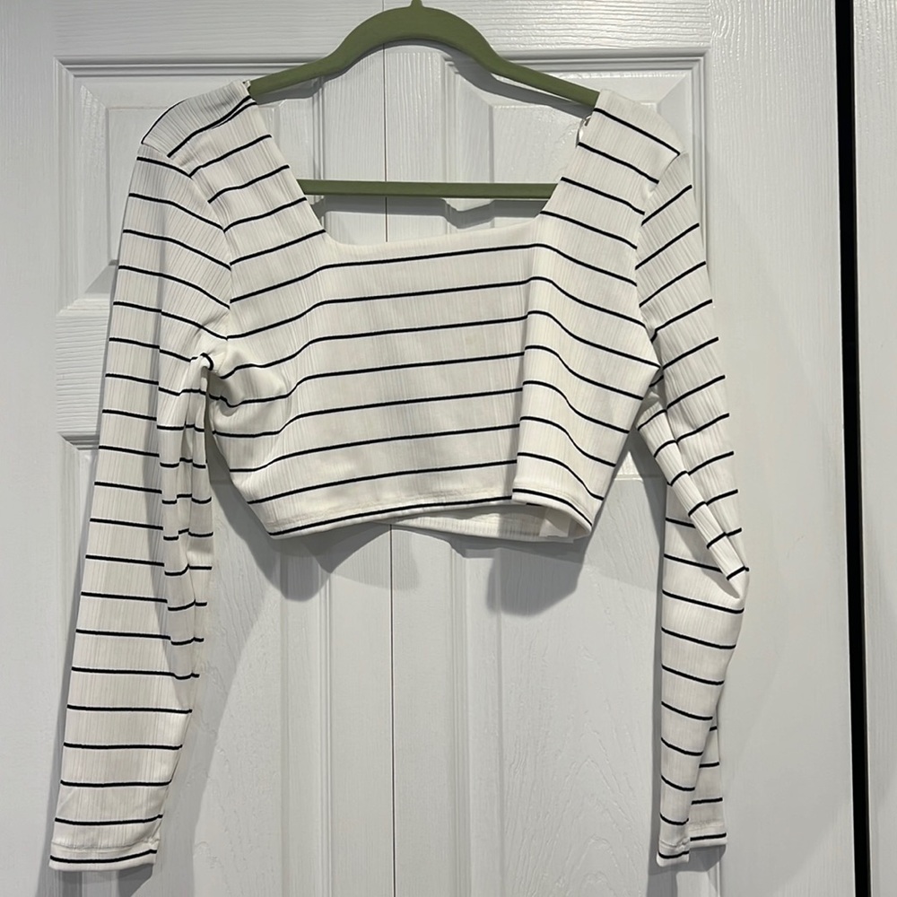 Primark long sleeve striped crop top
